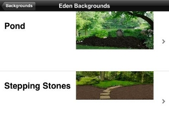 Eden background picker with Pond and Stepping Stones scenes
